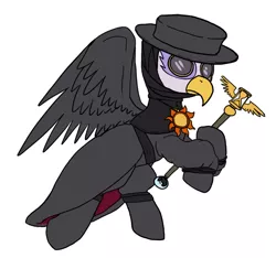 Size: 800x750 | Tagged: safe, artist:slamjam, derpibooru import, pegasus, pony, /mlp/, clothes, drawthread, plague doctor, plague doctor mask, simple background, solo, staff, white background