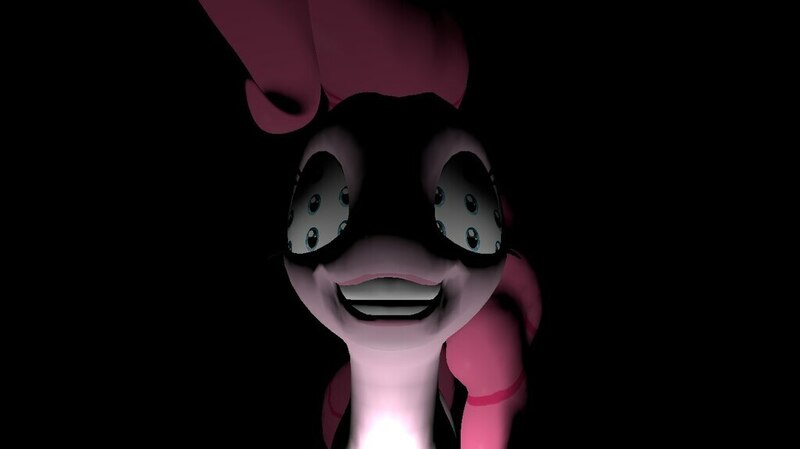 Size: 1024x575 | Tagged: semi-grimdark, artist:undeadponysoldier, derpibooru import, pinkie pie, earth pony, pony, 3d, creepy, creepy grin, creepy smile, female, gmod, grin, insanity, mare, multiple pupils, nightmare fuel, smiling, solo, trypophobia