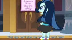 Size: 1150x646 | Tagged: safe, artist:honeycrisp-tales, derpibooru import, oc, oc:dolly dusk, equestria girls, arthur, equestria girls-ified meme, hand on hip, meme, offspring, parent:chancellor neighsay, parent:sonata dusk, parents:neighsaynota, sign, solo