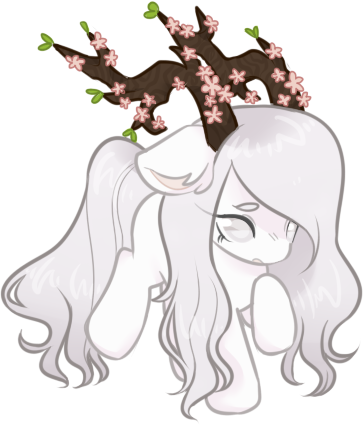 Size: 363x426 | Tagged: antlers, artist:mvnchies, derpibooru import, female, flower, mare, oc, oc:spectre, original species, raised hoof, safe, simple background, solo, transparent background, unofficial characters only