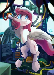 Size: 1600x2198 | Tagged: safe, artist:saxopi, derpibooru import, oc, oc:astral heart, unofficial characters only, pegasus, pony, robot, robot pony, solo