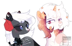 Size: 4000x2556 | Tagged: safe, artist:manella-art, derpibooru import, oc, oc:ayaka, oc:nightmare traveler, ponified, unofficial characters only, pony, unicorn, alternate design, female, horns, mare, simple background, species swap, transparent background