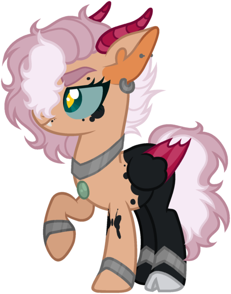 Size: 1444x1836 | Tagged: artist:zipverse, derpibooru import, female, horns, hybrid, oc, oc:aegis shadow, offspring, parent:fluttershy, parent:lord tirek, safe, simple background, solo, transparent background