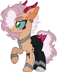 Size: 1444x1836 | Tagged: artist:zipverse, derpibooru import, female, horns, hybrid, oc, oc:aegis shadow, offspring, parent:fluttershy, parent:lord tirek, safe, simple background, solo, transparent background