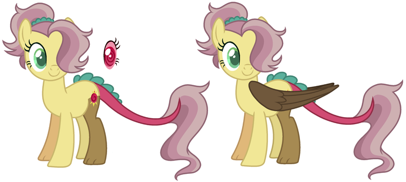 Size: 1940x870 | Tagged: artist:zipverse, base used, derpibooru import, female, hair over one eye, hybrid, interspecies offspring, oc, oc:dizzy spell, offspring, parent:discord, parent:fluttershy, parents:discoshy, safe, simple background, solo, white background