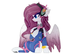 Size: 3000x2498 | Tagged: artist:yui1morgan, clothes, commission, cosplay, costume, derpibooru import, d.va, female, oc, oc:astral heart, overwatch, pegasus, safe, simple background, solo, transparent background, unofficial characters only, ych result