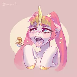 Size: 3000x3000 | Tagged: suggestive, artist:bloodymrr, derpibooru import, oc, oc:confetti star, pony, unicorn, abdl, ahegao, digital art, drool, drool string, heart eyes, open mouth, pacifier, rcf community, solo, tongue out, wingding eyes