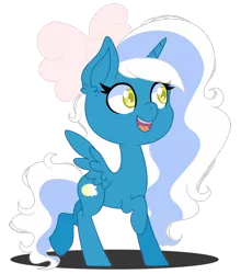 Size: 800x910 | Tagged: safe, artist:fofurastro, derpibooru import, oc, oc:fleurbelle, alicorn, alicorn oc, bow, female, hair bow, happy, horn, mare, simple background, smiling, transparent background, wingding eyes, wings, yellow eyes