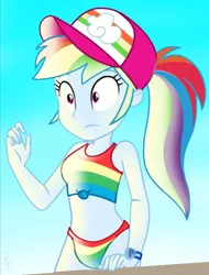 Size: 1080x1422 | Tagged: suggestive, artist:ilaria122, derpibooru import, edit, edited screencap, screencap, rainbow dash, equestria girls, equestria girls series, spring breakdown, spoiler:eqg series (season 2), beach, breasts