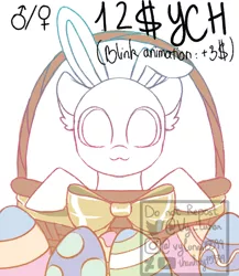 Size: 650x750 | Tagged: safe, artist:thanhvy15599, derpibooru import, oc, unofficial characters only, pony, basket, bow, commission, easter, easter egg, egg, holiday, pony in a basket, sketch, solo, ych sketch, your character here