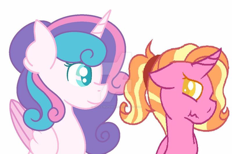 Size: 1280x848 | Tagged: safe, artist:xxpastelpawxx, derpibooru import, luster dawn, princess flurry heart, alicorn, unicorn, deviantart watermark, female, flurrydawn, lesbian, obtrusive watermark, older, older flurry heart, shipping, watermark