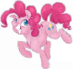 Size: 600x563 | Tagged: safe, artist:vampireselene13, derpibooru import, pinkie pie, earth pony, pony, colored pupils, cute, diapinkes, female, mare, simple background, smiling, solo, white background