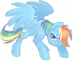 Size: 600x505 | Tagged: safe, artist:vampireselene13, derpibooru import, rainbow dash, pegasus, pony, female, mare, simple background, solo, spread wings, white background, wings