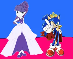 Size: 1172x942 | Tagged: safe, artist:sonicsuperstar1991, derpibooru import, rarity, hedgehog, human, equestria girls, 1000 hours in ms paint, clothes, crossover, crown, dress, element of generosity, gown, high heels, jewelry, prince sonic, princess rarity, regalia, sega, shoes, sonic the hedgehog, sonic the hedgehog (series)