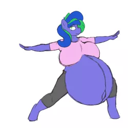 Size: 3000x3000 | Tagged: anthro, artist:epicenehs, belly, belly button, big belly, big breasts, breasts, clothes, derpibooru import, female, huge belly, huge breasts, hyper, hyper belly, hyper pregnancy, impossibly large belly, oc, oc:felicity stars, outie belly button, pants, pegasus, pregnant, simple background, solo, solo female, stretching, suggestive, superfetation, tanktop, unguligrade anthro, unofficial characters only, white background, yoga, yoga pants, yoga pose