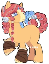 Size: 366x482 | Tagged: artist:selenaede, artist:s-unny--daydream, base used, blank flank, braided tail, derpibooru import, female, hair ornament, hoof wraps, larger female, mare, oc, oc:celtic melody, offspring, parent:rainbow dash, parent:rockhoof, parents:rockdash, safe, simple background, size difference, solo, transparent background