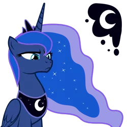 Size: 2449x2449 | Tagged: safe, artist:foxtail8000, derpibooru import, princess luna, alicorn, pony, the crystal empire, .svg available, crown, cutie mark, ethereal mane, frown, inkscape, jewelry, luna is not amused, ponyscape, regalia, simple background, solo, transparent background, unamused, vector