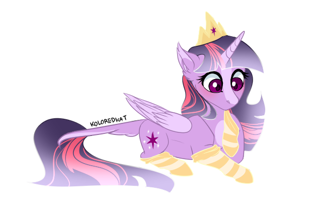 Size: 618x427 | Tagged: alicorn, alternate design, artist:koloredkat, clothes, crown, derpibooru import, jewelry, putting on clothing, regalia, safe, simple background, socks, solo, transparent background, twilight sparkle, twilight sparkle (alicorn)