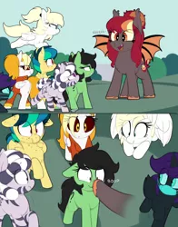 Size: 1764x2252 | Tagged: safe, artist:shinodage, derpibooru import, oc, oc:anonfilly, oc:apogee, oc:corona chan, oc:dyx, oc:luftkrieg, oc:nyx, oc:porona, oc:zala, unofficial characters only, alicorn, bat pony, earth pony, pegasus, pony, zebra, alicorn oc, alternate mane six, bat pony oc, bat wings, boop, coronavirus, covid-19, eeee, face mask, female, filly, filly four, freckles, horn, mask, non-consensual booping, povid-19, ppe, surgical mask, this will end in death, this will end in tears, this will end in tears and/or death, wings