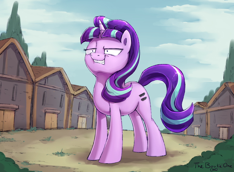 Size: 2364x1736 | Tagged: safe, artist:thebowtieone, derpibooru import, starlight glimmer, pony, the cutie map, equal cutie mark, our town, s5 starlight, shrunken pupils, solo, squint, starlight glimmer is best facemaker, this will end in communism