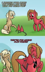 Size: 1000x1602 | Tagged: safe, artist:bingodingo, derpibooru import, mjölna, oc, oc:pun, pony, ask pun, ask, butt, facehoof, plot, pun, visual pun