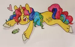 Size: 1280x801 | Tagged: safe, artist:ask-pinkie-polkadot-pie, derpibooru import, oc, oc:tic-tac-toe, pony, unicorn, female, mare, solo, traditional art