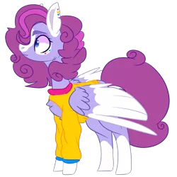 Size: 2500x2500 | Tagged: safe, artist:bublebee123, derpibooru import, oc, oc:flower shines, unofficial characters only, pony, icey-verse, alternate hairstyle, chest fluff, clothes, commission, ear piercing, earring, female, jewelry, magical lesbian spawn, mare, markings, offspring, open-chest sweater, parent:bluebonnet, parent:rolling thunder, parents:bluethunder, piercing, redesign, simple background, solo, sweater, tattoo, transparent background