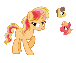 Size: 1024x857 | Tagged: safe, artist:sapphiretwinkle, derpibooru import, big macintosh, caramel, pony, unicorn, base used, female, magical gay spawn, magical lesbian spawn, mare, offspring, parent:big macintosh, parent:caramel, parents:caramac, simple background, solo, transparent background