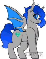Size: 619x792 | Tagged: safe, artist:liefsong, derpibooru import, oc, oc:aquamarine midnights, unofficial characters only, bat pony, pony, bat pony oc, bat wings, gradient mane, simple background, solo, wings