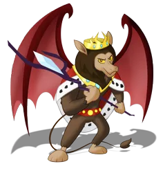 Size: 5494x5820 | Tagged: artist:aleximusprime, bat wings, belt, crown, derpibooru import, flurry heart's story, gargoyle, jewelry, king, king scorpan, male, necklace, regalia, royalty, safe, scorpan, simple background, solo, staff, staff of sacanas, transparent background, wings