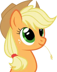 Size: 2180x2752 | Tagged: safe, artist:foxtail8000, derpibooru import, applejack, earth pony, pony, .svg available, applejack's hat, bust, cowboy hat, cute, female, freckles, hat, inkscape, jackabetes, mare, ponyscape, simple background, smiling, solo, straw in mouth, transparent background, vector