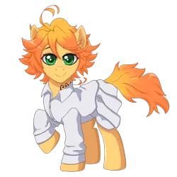 Size: 1200x1200 | Tagged: safe, artist:nathayro37, derpibooru import, ponified, earth pony, pony, clothes, emma (the promised neverland), simple background, solo, the promised neverland, transparent background