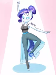 Size: 1500x2000 | Tagged: safe, artist:melliedraws, derpibooru import, rarity, anthro, plantigrade anthro, unicorn, alternate hairstyle, armpits, ballerina, ballet, clothes, en pointe, eyes closed, female, hair bun, mare, raririna, signature, solo, tutu