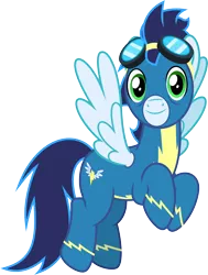 Size: 2270x3000 | Tagged: safe, artist:chainchomp2, derpibooru import, soarin', pegasus, pony, parental glideance, .svg available, alternate versions at source, clothes, flying, goggles, high res, looking at you, male, simple background, solo, stallion, transparent background, uniform, vector, wonderbolts uniform