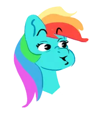 Size: 464x573 | Tagged: safe, artist:noofooba, derpibooru import, rainbow dash, pony, bust, cute, interested, oooooh, simple background, solo, transparent background