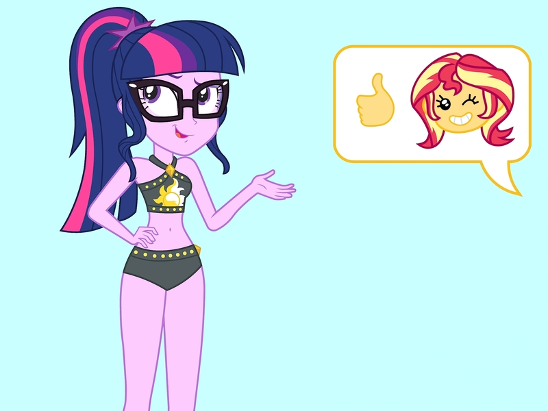 Size: 2048x1536 | Tagged: safe, artist:draymanor57, derpibooru import, sci-twi, twilight sparkle, equestria girls, bikini, clothes, clothes swap, female, glasses, ponytail, sleeveless, swimsuit, swimsuit swap