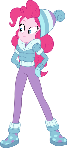 Size: 2718x6000 | Tagged: safe, artist:cloudyglow, derpibooru import, pinkie pie, equestria girls, equestria girls series, holidays unwrapped, spoiler:eqg series (season 2), .ai available, beanie, clothes, female, hat, leggings, simple background, solo, transparent background, vector, winter outfit