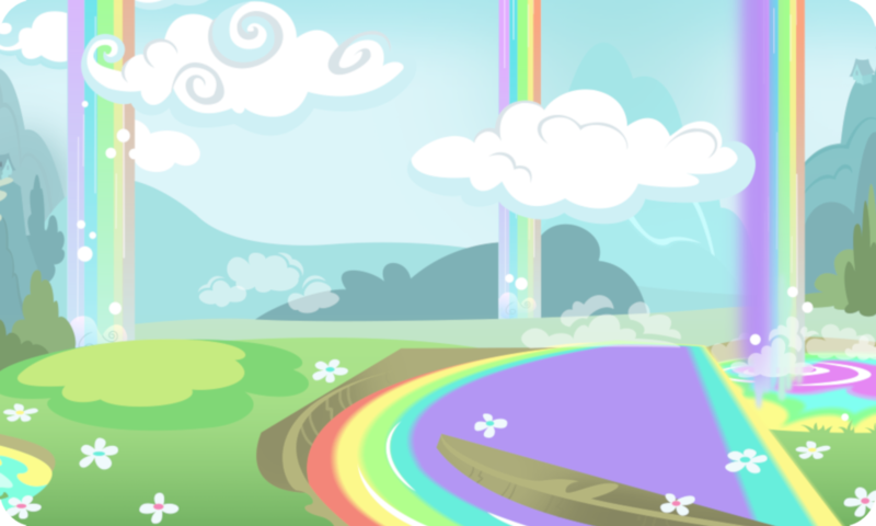 Size: 954x572 | Tagged: background, boat, cloud, derpibooru import, flower, gameloft, liquid rainbow, mountain, no pony, outdoors, rainbow waterfall, river, safe, tree