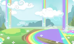 Size: 954x572 | Tagged: background, boat, cloud, derpibooru import, flower, gameloft, liquid rainbow, mountain, no pony, outdoors, rainbow waterfall, river, safe, tree