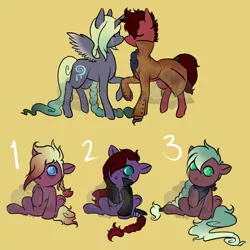 Size: 1300x1300 | Tagged: safe, derpibooru import, oc, oc:red dust, oc:sorrow, alicorn, earth pony, pony, :o, alicorn oc, baby, baby pony, braided tail, clothes, crying, earth pony oc, eyes closed, female, hair over one eye, horn, male, mare, neckerchief, open mouth, simple background, sitting, stallion, underhoof, wide eyes, wings