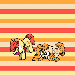 Size: 1200x1200 | Tagged: safe, artist:sugar morning, derpibooru import, part of a set, bright mac, pear butter, earth pony, pony, animated, brightabetes, brightbutter, couple, cute, female, happy, jumping, leaping, loop, male, mare, pearabetes, shipping, simple background, stallion, straight, sugar morning's jumping ponies