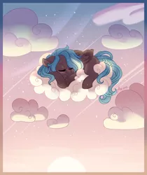 Size: 1024x1221 | Tagged: safe, artist:azure-art-wave, derpibooru import, oc, oc:lumen, pegasus, pony, cloud, female, mare, sleeping, solo