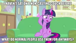 Size: 1080x608 | Tagged: alicorn, book, bookshelf, caption, couch, derpibooru import, edit, edited screencap, image macro, meme, screencap, scroll, solo, spoiler:interseason shorts, starlight's office, starlight the hypnotist, suggestive, text, twilight sparkle, twilight sparkle (alicorn)