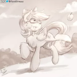 Size: 1170x1170 | Tagged: safe, artist:viejillox64art, derpibooru import, oc, oc:peach tart, pegasus, pony, monochrome, solo