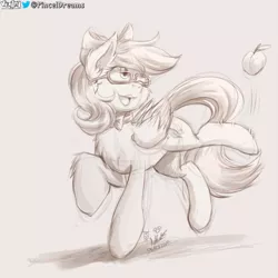 Size: 1170x1170 | Tagged: safe, artist:viejillox64art, derpibooru import, oc, oc:peach tart, pegasus, pony, monochrome, solo