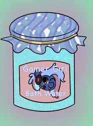 Size: 684x924 | Tagged: safe, artist:amynewblue, derpibooru import, oc, oc:bit rate, earth pony, pony, bath water, convention, convention mascots, gamer, gamer girl, gamer girl bath water, ponyfest, ponyfest online, solo