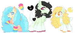 Size: 1280x562 | Tagged: safe, artist:kurosawakuro, derpibooru import, oc, oc:blue pineapple, oc:caramel pie, oc:golden apple, earth pony, pony, base used, deer tail, female, magical lesbian spawn, male, mare, multicolored hooves, offspring, parent:applejack, parent:coloratura, parents:rarajack, simple background, stallion, tongue out, transparent background