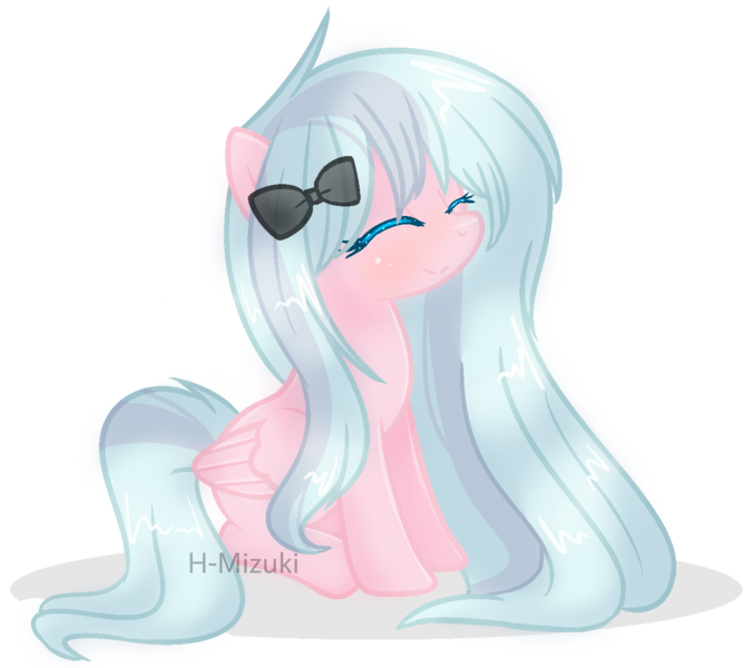 Size: 1329x1194 | Tagged: safe, artist:harukamizuki-chan, derpibooru import, oc, unofficial characters only, pegasus, pony, base used, bow, eyes closed, female, hair bow, mare, simple background, solo, transparent background