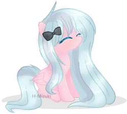 Size: 1329x1194 | Tagged: safe, artist:harukamizuki-chan, derpibooru import, oc, unofficial characters only, pegasus, pony, base used, bow, eyes closed, female, hair bow, mare, simple background, solo, transparent background