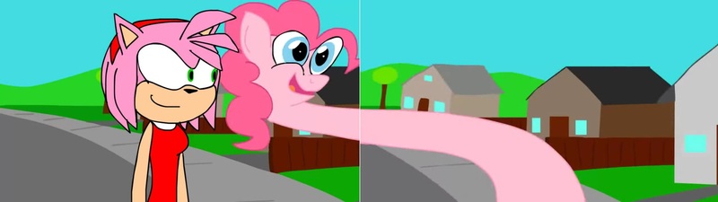 Size: 2556x720 | Tagged: amy rose, artist:animatedjames, derpibooru import, edit, pinkie pie, safe, sonic the hedgehog (series)